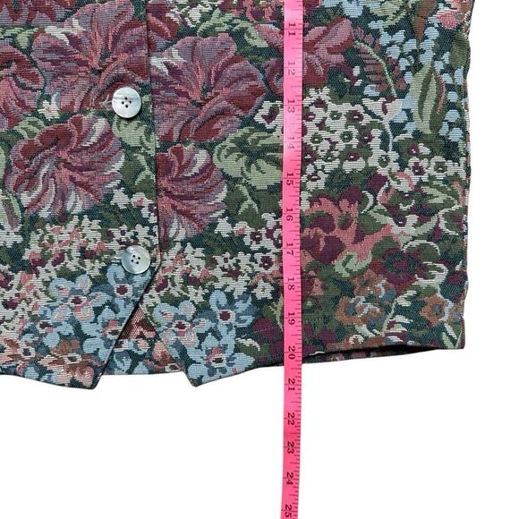Vintage Tapestry Cottagecore Garden Floral Button Front Vest Norm Thompson 8 - Picture 3 of 5
